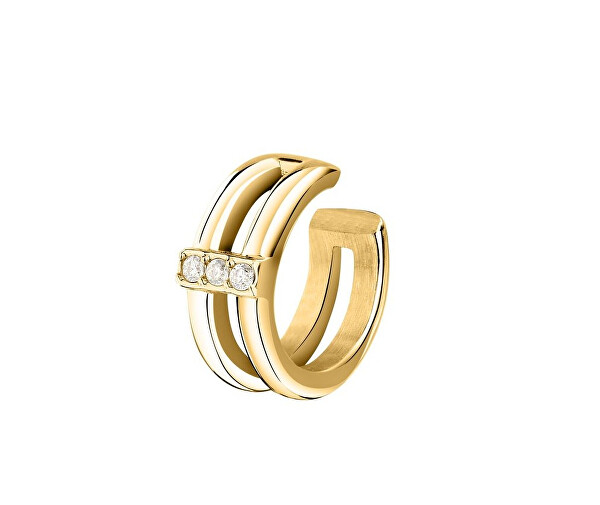 Dvojitá pozlacená single záušnice s krystaly Earcuff SAUP40