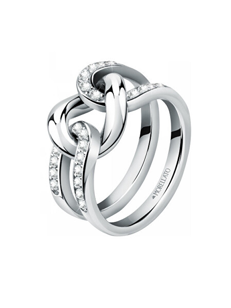 Dvojitý ocelový prsten s krystaly Unica SATS06