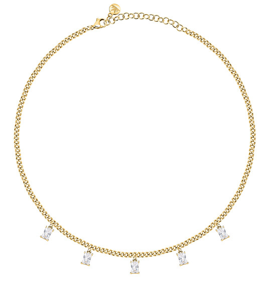 Elegantný pozlátený náhrdelník s príveskami Baguette SAVP01