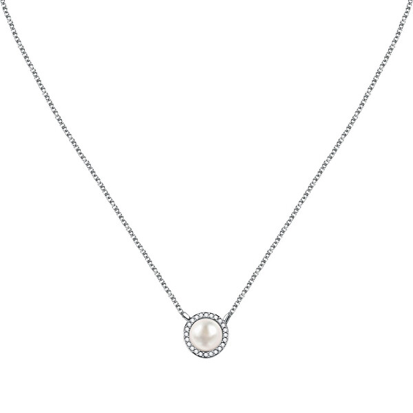 Elegantný strieborný náhrdelník s perlou Perla SAER49