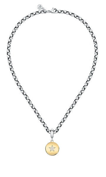 Krásny oceľový bicolor náhrdelník Hviezdička Drops SCZ1232