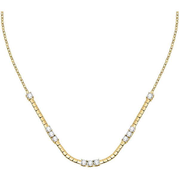 Luxusní pozlacený náhrdelník s čirými zirkony Scintille SAQF23