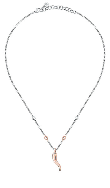 Moderný oceľový bicolor náhrdelník pre šťastie Istanti SAVZ04