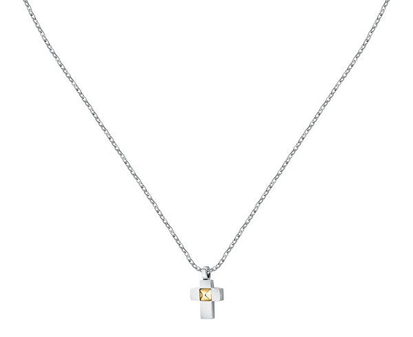 Moderní ocelový náhrdelník pro muže Gold SATM25