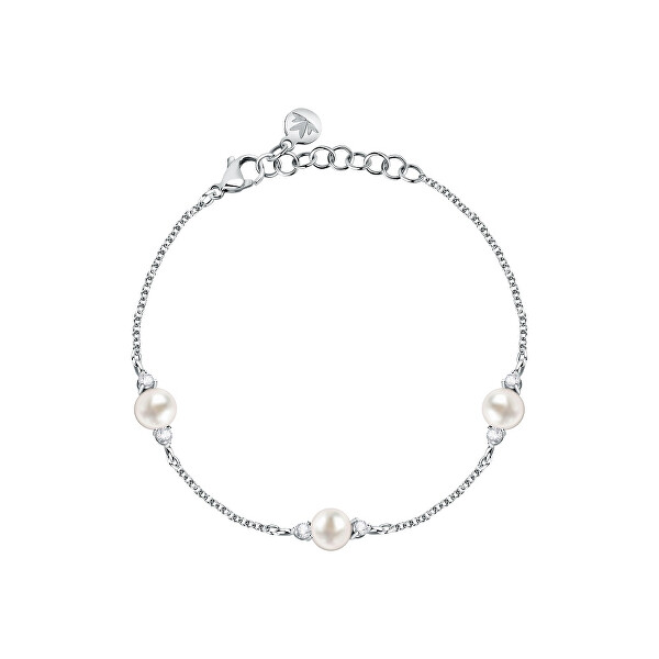 Zartes Silberarmband mit Perlen Perla SAER53