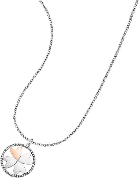 Ocelový náhrdelník s čtyřlístkem Multigipsy SAQG27 (řetízek, přívěsky)