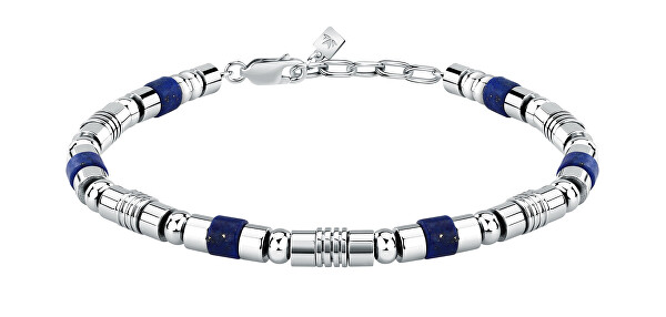 Herrenarmband aus Stahl mit Lapislazuli Pietre S1741