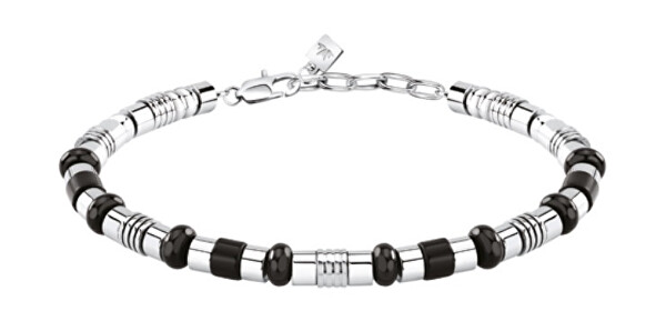 Stahl-Herrenarmband mit Onyx Pietre S1742