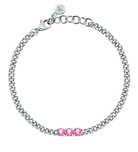 Affascinante bracciale in acciaio con cristalli rosa Poetica SAUZ13