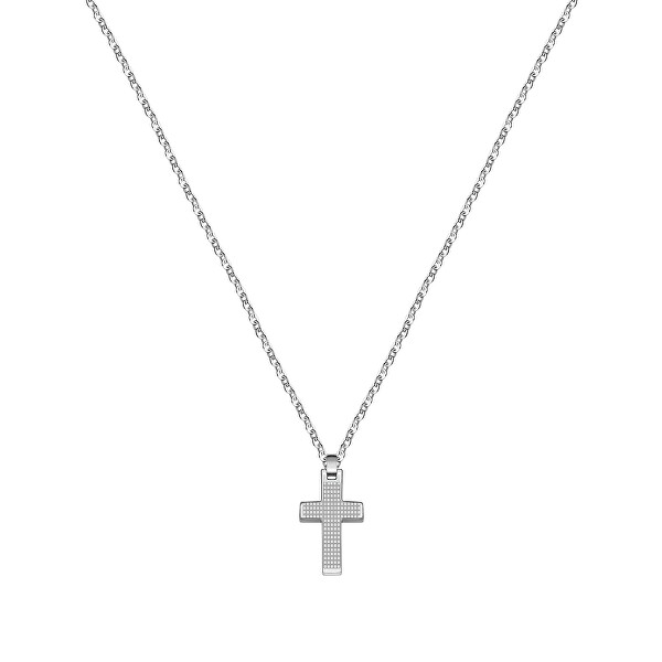 Pánský ocelový náhrdelník s křížkem Motown SALS45