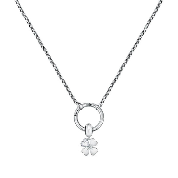 Překrásný ocelový náhrdelník Čtyřlístek Drops SCZ1225
