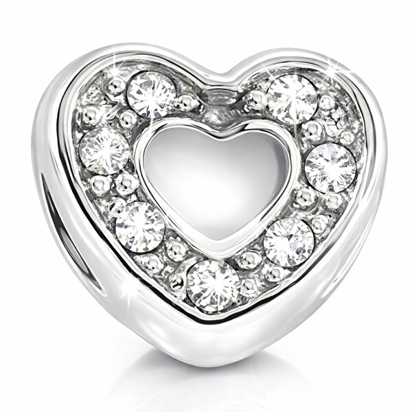 Oceľový prívesok Drops Heart Crystals SCZ126