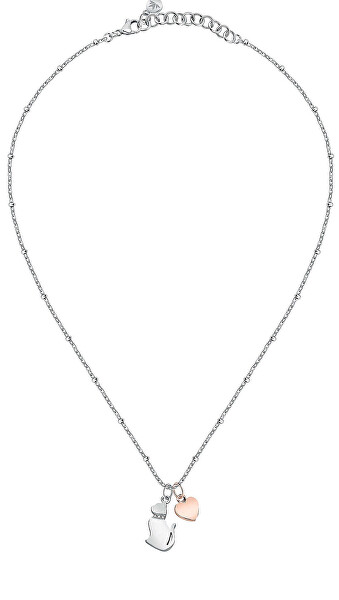 Charmante zweifarbige Halskette Cat&Heart Mascotte SAVL05