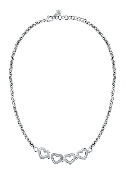 Půvabný ocelový náhrdelník se srdíčky Bagliori SAVO30
