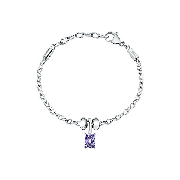 Incantevole bracciale in acciaio con zirconi viola Drops SCZ1370