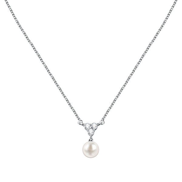 Půvabný stříbrný náhrdelník s perlou Perla SAER50