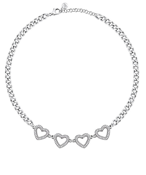 Romantický ocelový náhrdelník se srdíčky Bagliori SAVO22