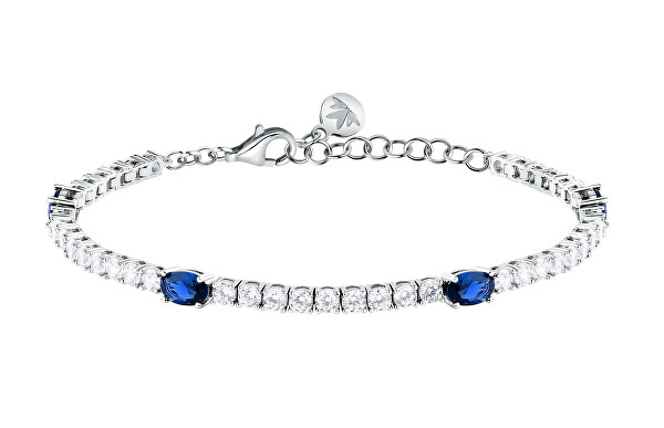 Blyštivý tenisový náramek s modrými zirkony Tesori SAIW268
