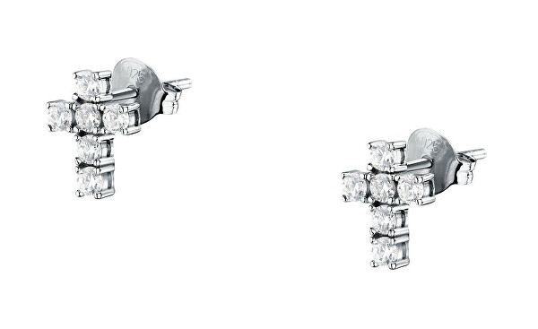 Slušivé strieborné náušnice Krížiky Tesori SAIW217