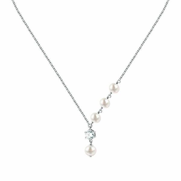 Elegantní náhrdelník s pravými perlami a zirkonem Perla SXU55