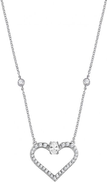 Strieborný náhrdelník s trblietavým srdiečkom Cuori SAIV02