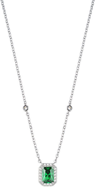 Stříbrný náhrdelník se zeleným krystalem Tesori SAIW55