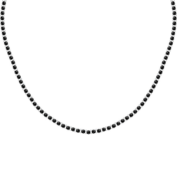 Štýlový pánsky náhrdelník s čiernymi korálkami Pietre S1728