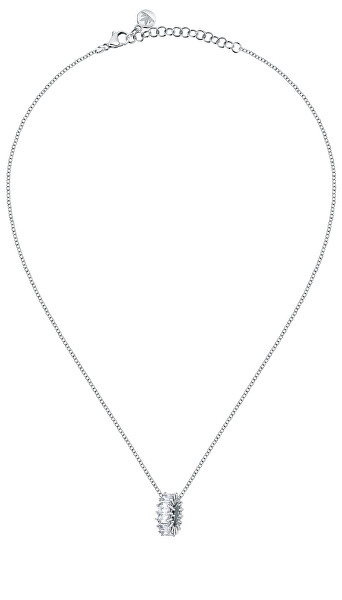 Třpytivý náhrdelník s čirými zirkony Baguette SAVP02