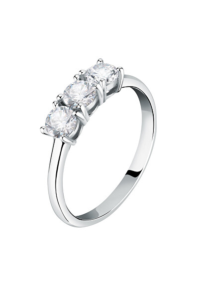 Třpytivý stříbrný prsten se zirkony Tesori SAIW1220