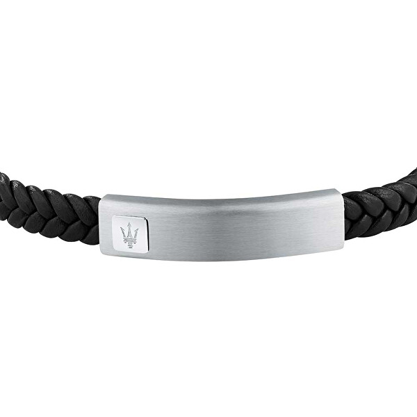 Černý kožený náramek pro muže Leather JM525AVE34