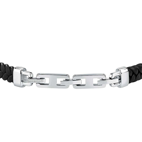 Černý kožený náramek pro muže Leather JM525AVE34