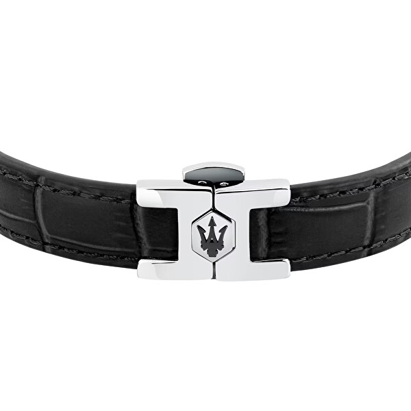 Čierny kožený náramok pre mužov Leather JM2269LA01