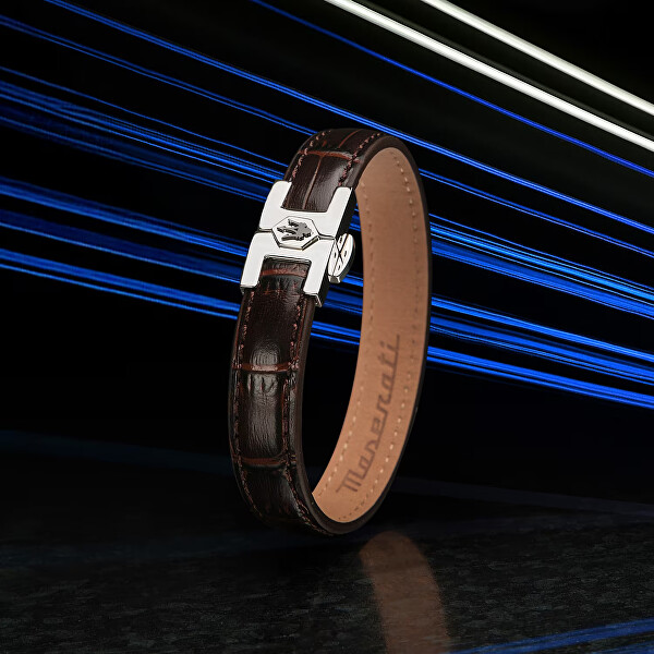 Hnědý kožený náramek pro muže Leather JM2269LA03