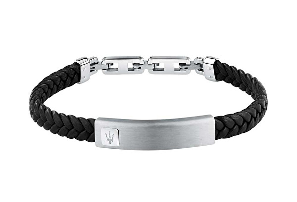 Černý kožený náramek pro muže Leather JM525AVE34