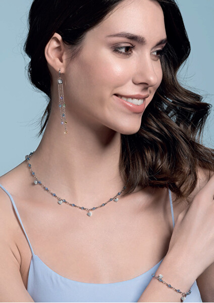 Pôvabný oceľový náhrdelník s korálkami Freak 12262 BLU