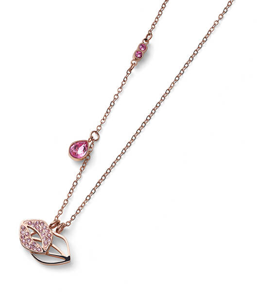Bronzový náhrdelník s krystaly Swarovski Kiss Rose 12151RG