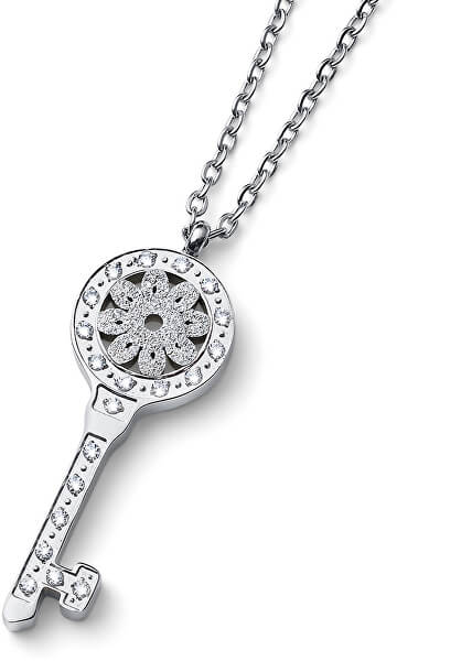 Originálne náhrdelník Kľúč s čírymi zirkónmi Swarovski Unlock 12159