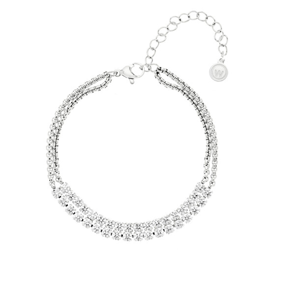 Dvojitý ocelový náramek s kubickými zirkony Cryston Lumiere 32443