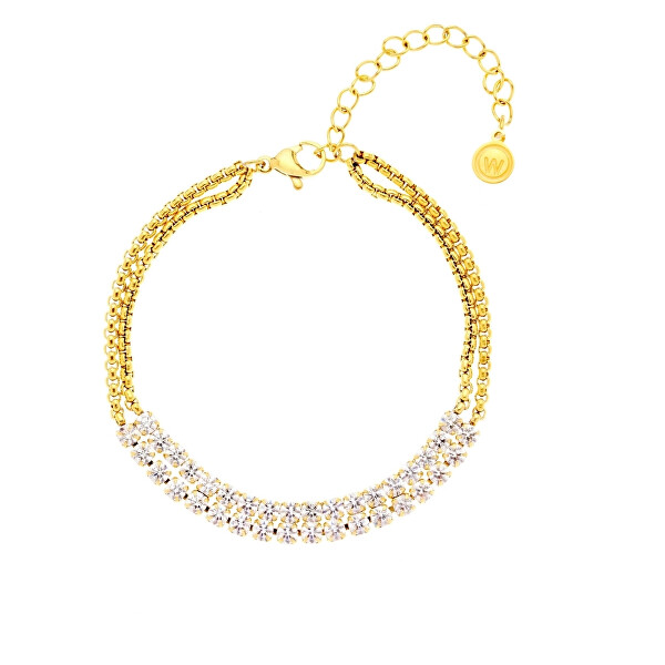 Dvojitý pozlacený náramek s kubickými zirkony Cryston Lumiere 32443G