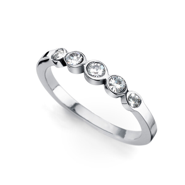 Elegante anello in acciaio con cristalli trasparenti Change 41164