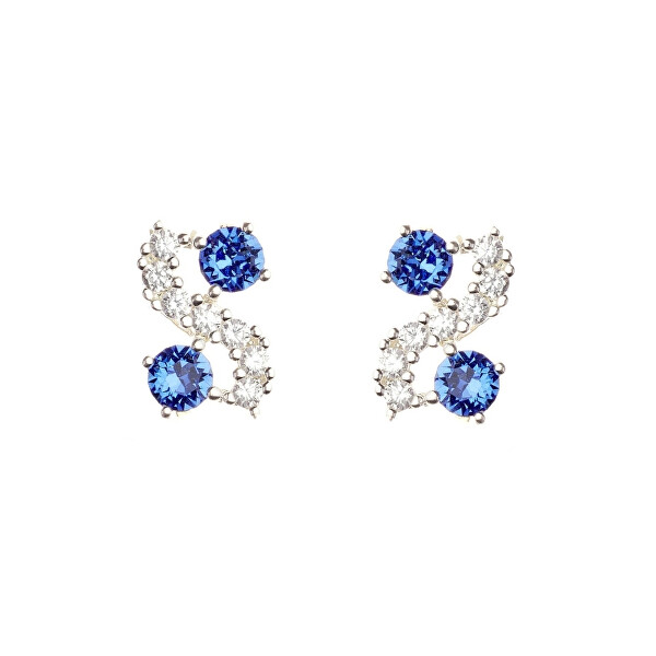 Luxusní náušnice s modrými krystaly Meridian Lumiere 23243