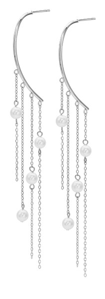 Luxusní ocelové náušnice s perličkami Lucina 23068