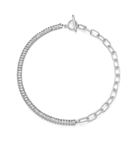 Luxusní ocelový náhrdelník s kubickými zirkony Barsamin 12301