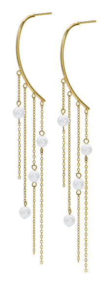 Luxusní pozlacené náušnice s perličkami Lucina 23068G