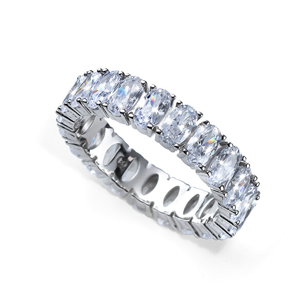 Luxusní stříbrný prsten s krystaly Genuine Oval 63258