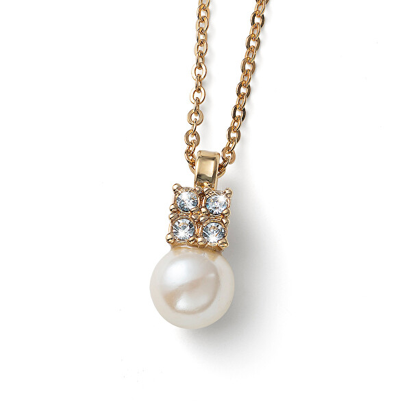 Nádherný pozlátený náhrdelník s perlou Again 12266G