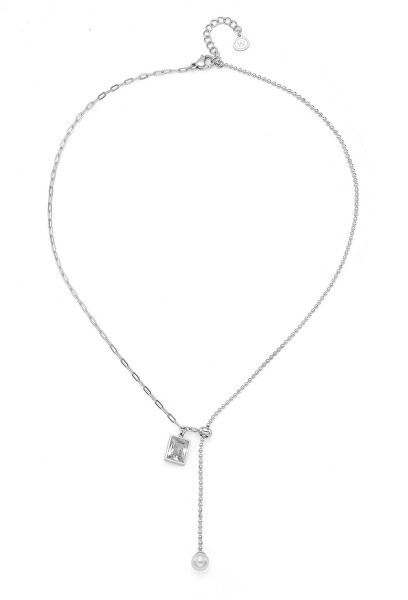 Náhrdelník so syntetickou perlou a zirkónom Lucina 12287