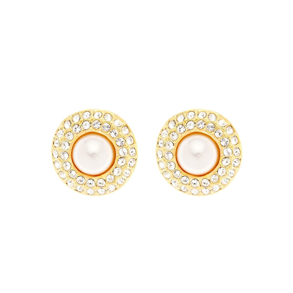 Pozlacené náušnice s perlou Velena Lumiere 23240G