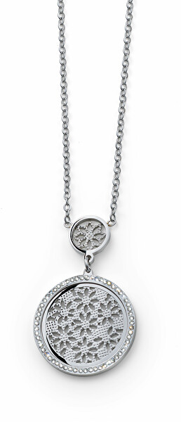 Pôvabný oceľový náhrdelník s kubickými zirkónmi Ukulan Magic Blossoms 12321