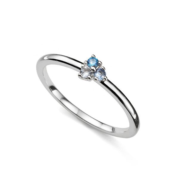 Půvabný prsten s modrými zirkony Wispy 41158